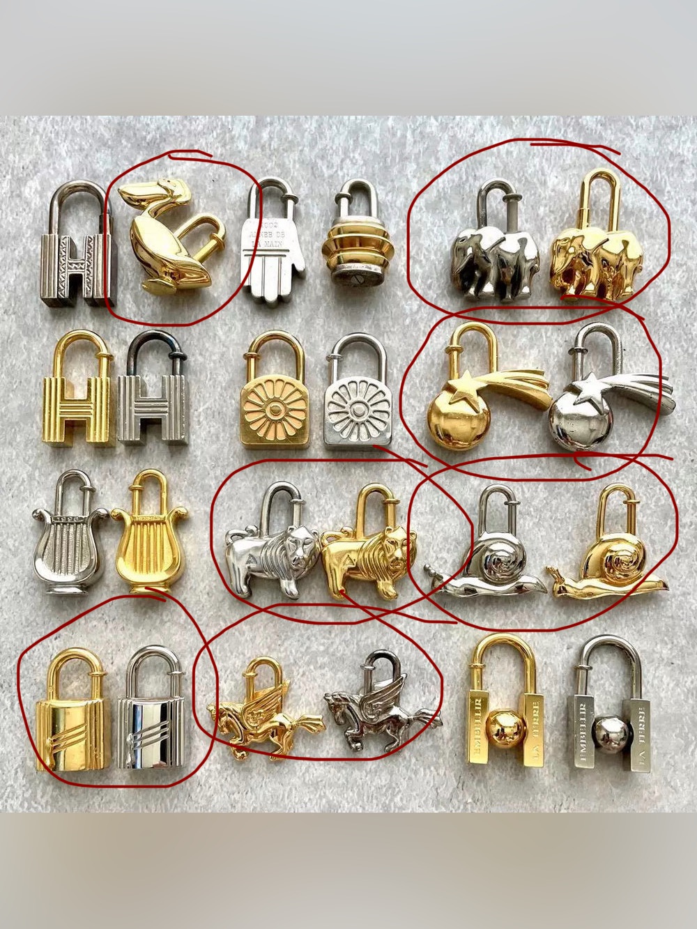 Padlock Cadena Plated Gold Silver Heart Hippo Pegasus Lion Pelican Snail Elephan